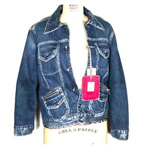 Ross & Disera Denim Jean Rhinestone Jacket Coat
